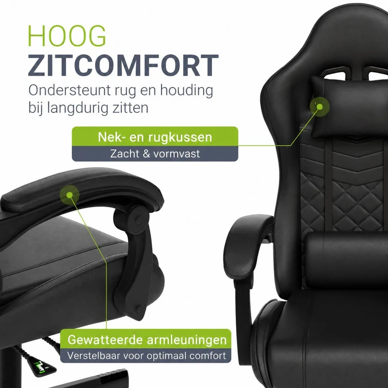 Chaise gamer HyperSeat – simili cuir, réglable