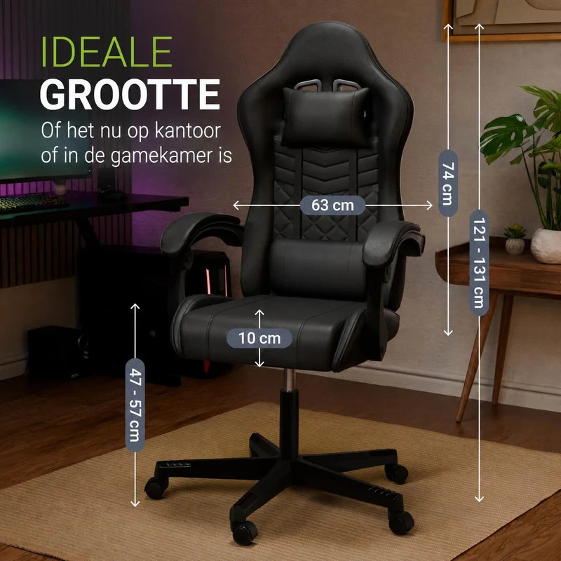 Chaise gamer HyperSeat – simili cuir, réglable