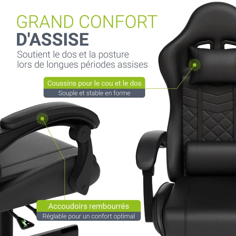 Chaise gamer HyperSeat – simili cuir, réglable