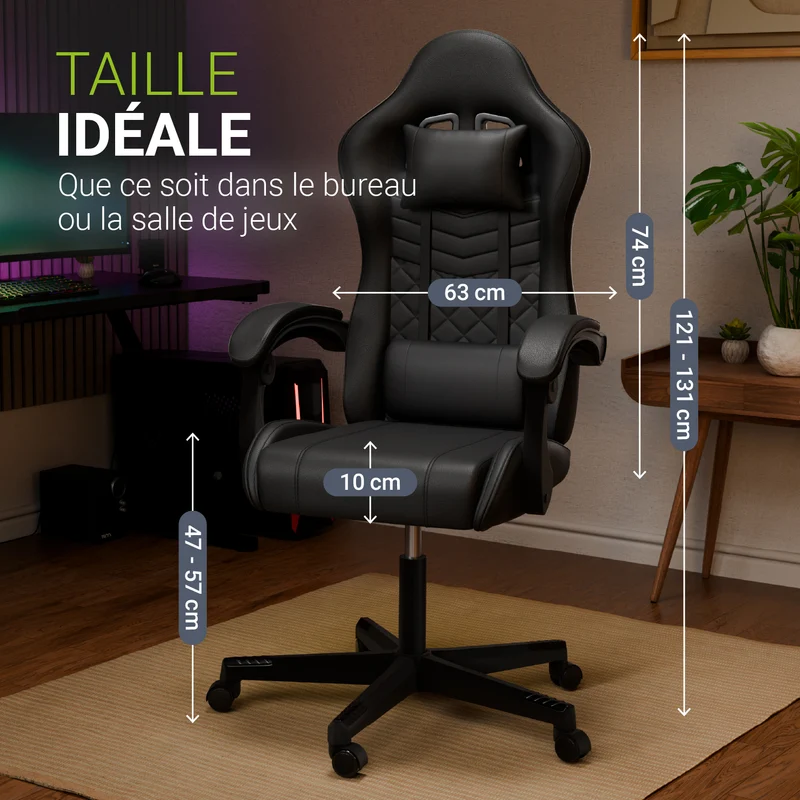 Chaise gamer HyperSeat – simili cuir, réglable