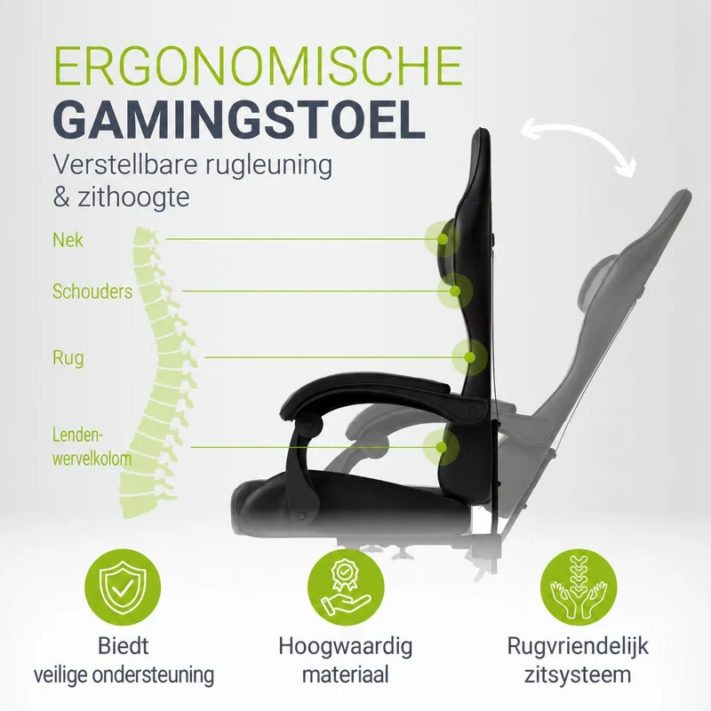 Chaise gamer HyperSeat – simili cuir, réglable