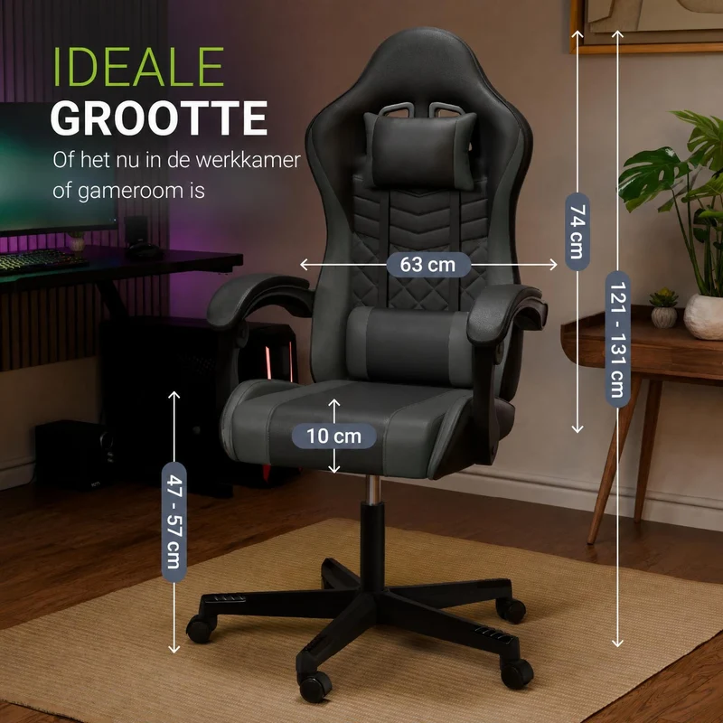 Chaise gamer HyperSeat – simili cuir, réglable