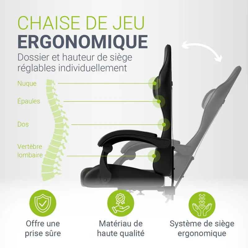 Chaise gamer HyperSeat – simili cuir, réglable
