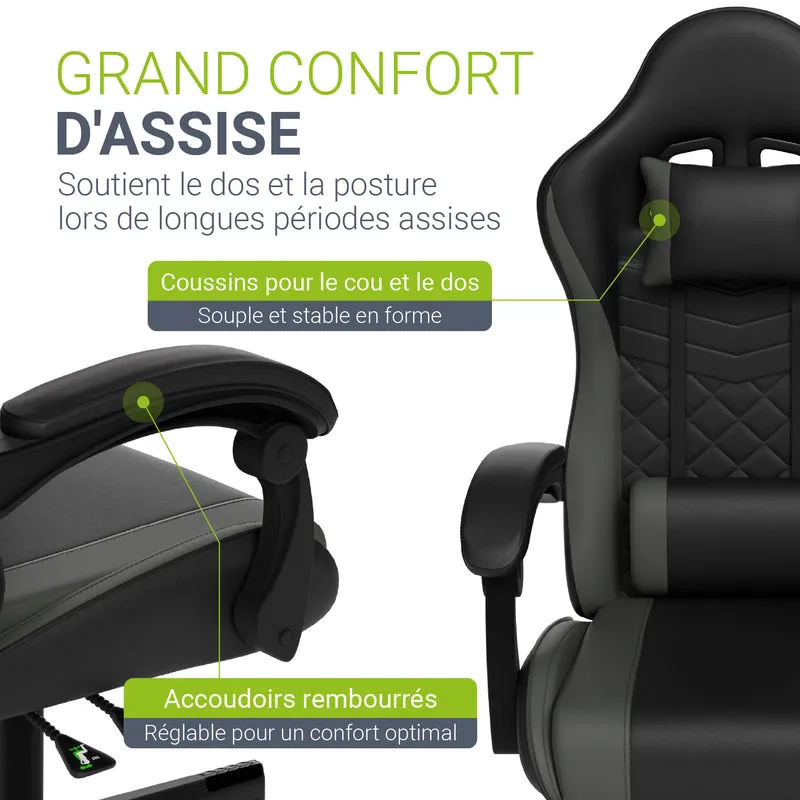Chaise gamer HyperSeat – simili cuir, réglable