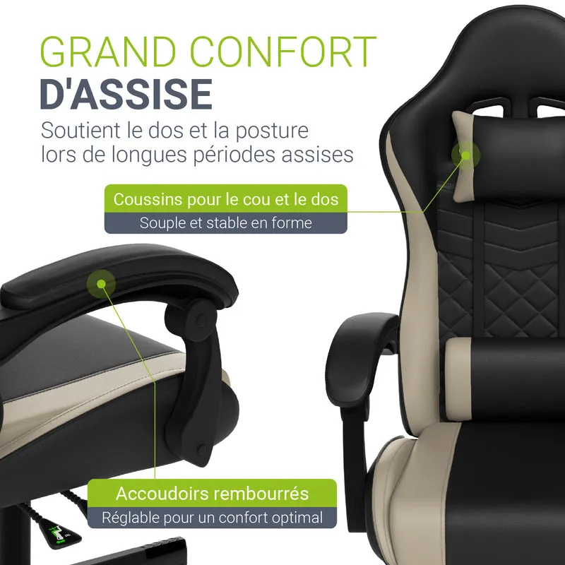 Chaise gamer HyperSeat – simili cuir, réglable