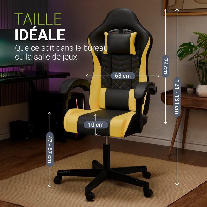 Chaise gamer HyperSeat – simili cuir, réglable