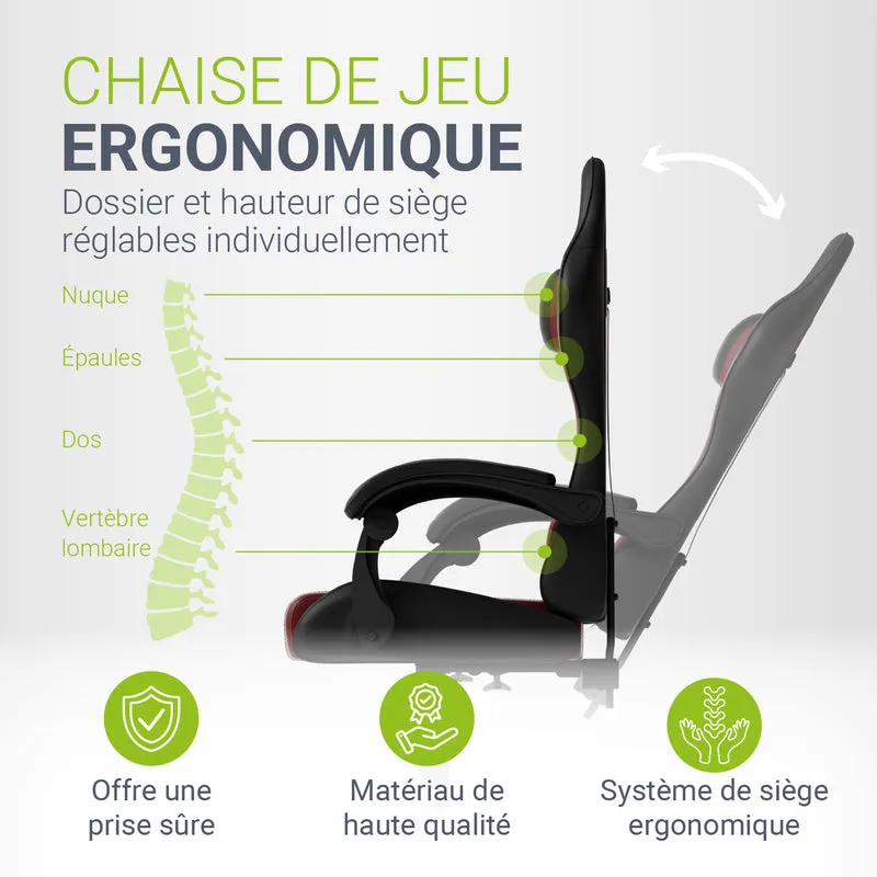 Chaise gamer HyperSeat – simili cuir, réglable
