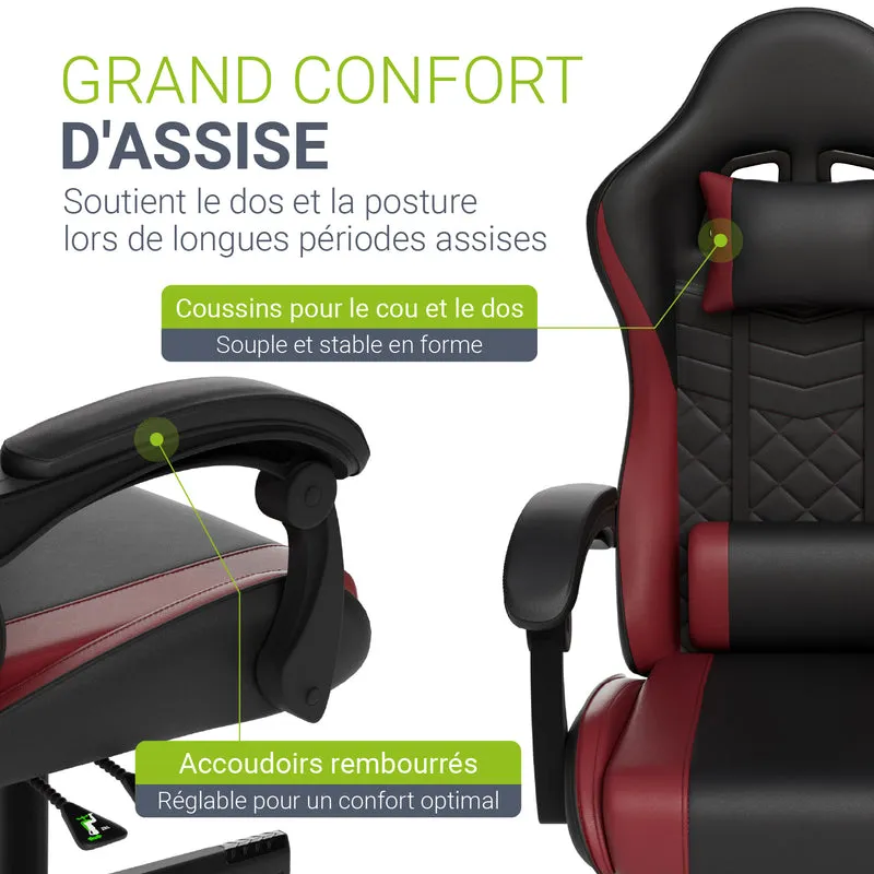 Chaise gamer HyperSeat – simili cuir, réglable