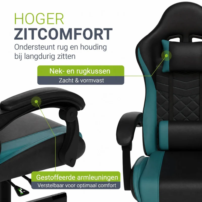 Chaise gamer HyperSeat – simili cuir, réglable