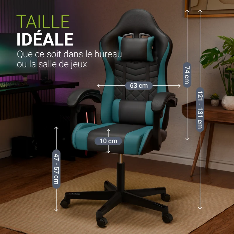 Chaise gamer HyperSeat – simili cuir, réglable