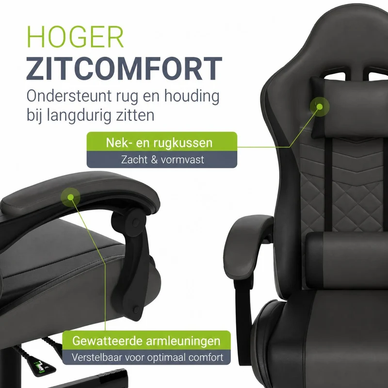 Chaise gamer HyperSeat – simili cuir, réglable