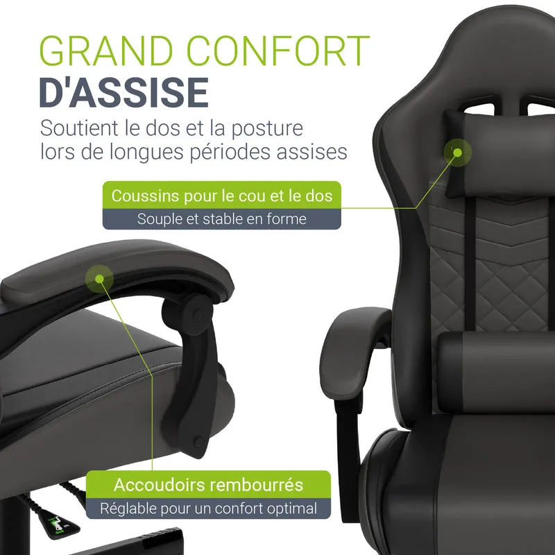 Chaise gamer HyperSeat – simili cuir, réglable