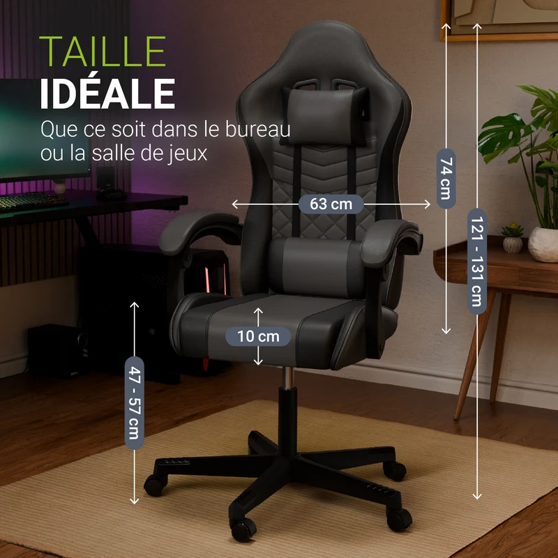 Chaise gamer HyperSeat – simili cuir, réglable