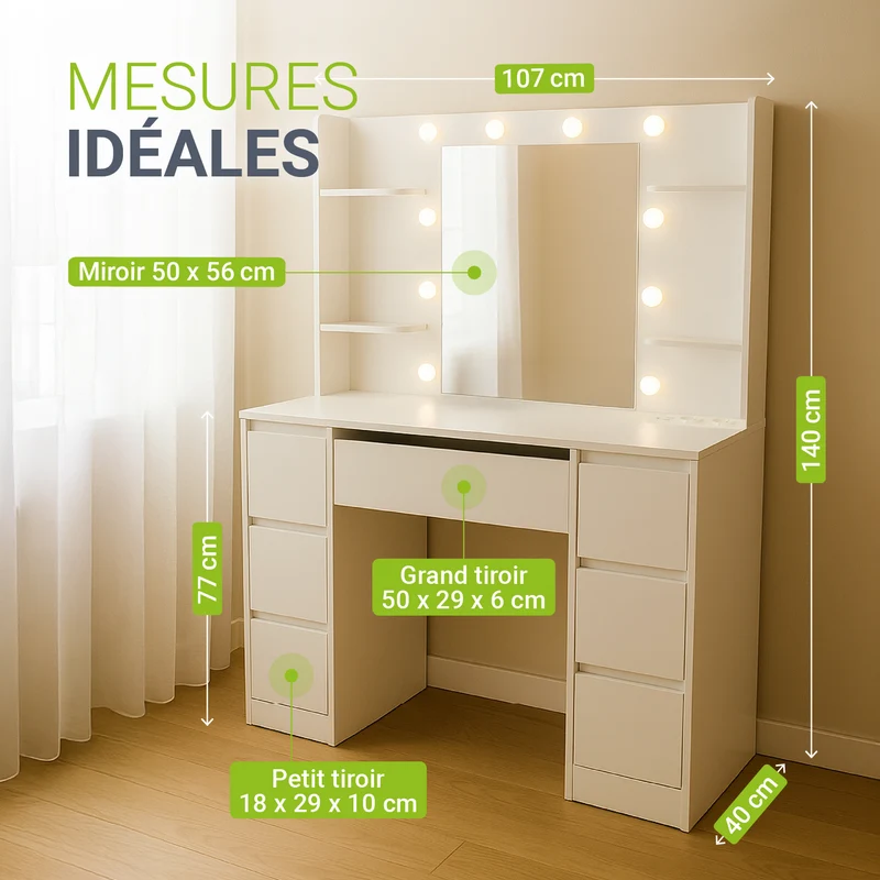 Coiffeuse avec miroir Malia