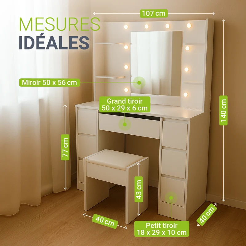 Coiffeuse avec miroir Malia
