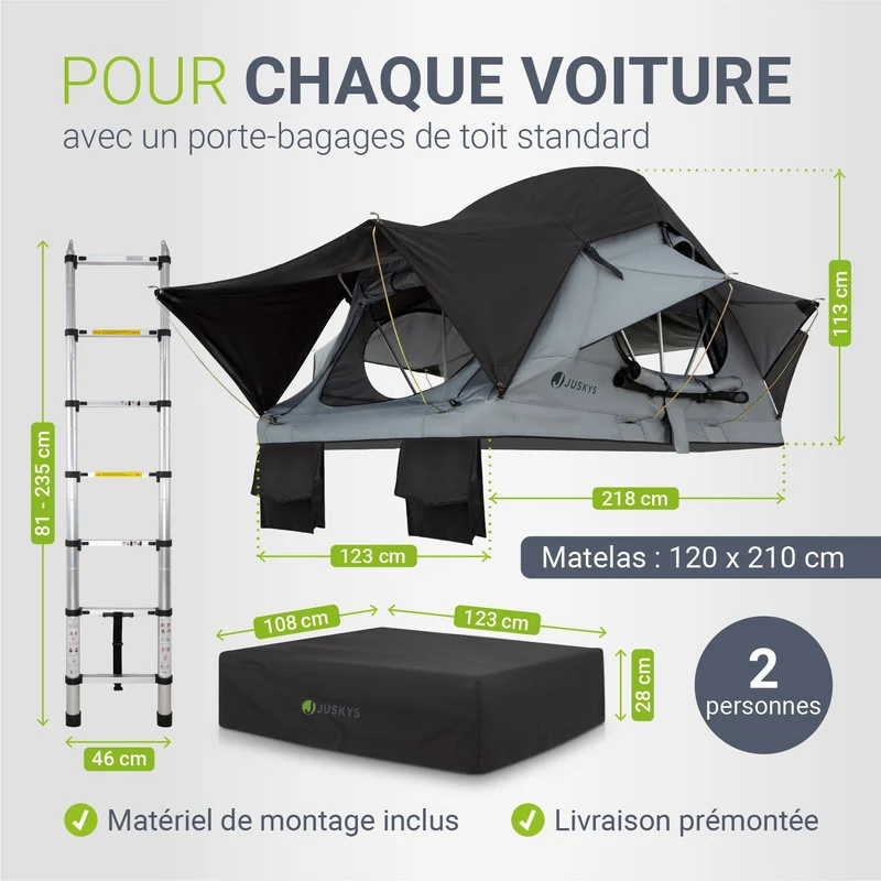 Tente de toit pour 2 personnes Lago