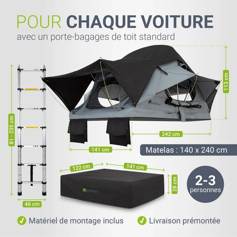 Tente de toit pour 2 personnes Lago