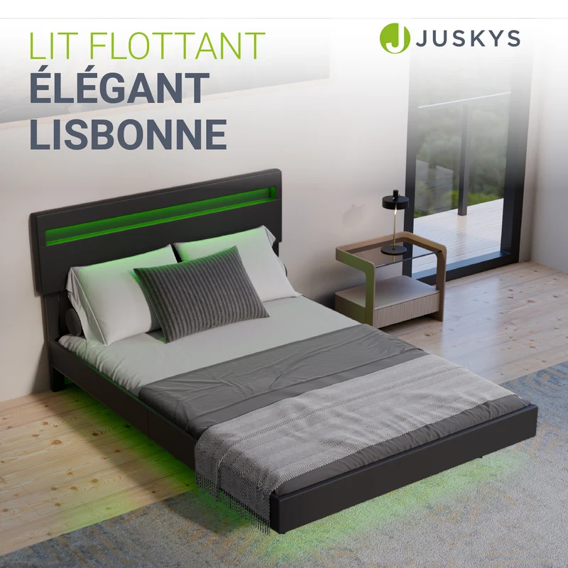 Lit flottant Lissabon 140 x 200 cm – avec sommier à lattes