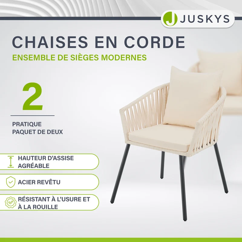 Ensemble de 2 chaises en corde