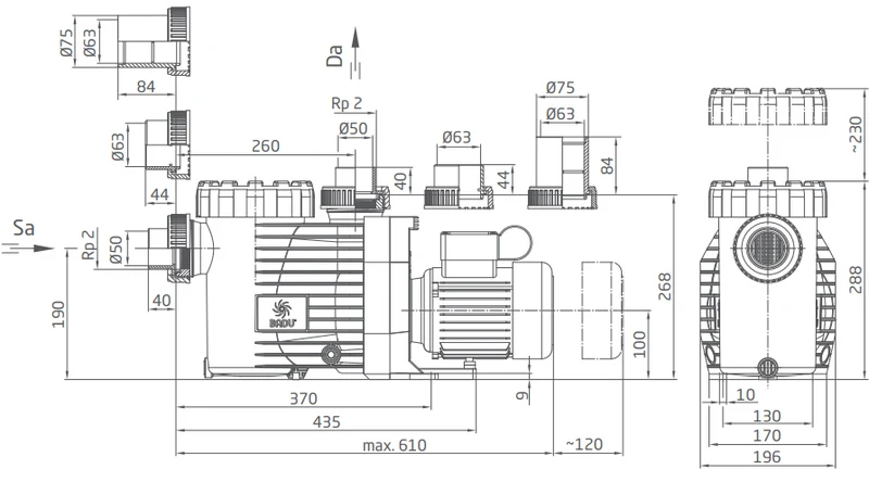 Pompe Piscine Speck Badu Gamma 15 Mono 0.55 kW - économie d'énergie & silence