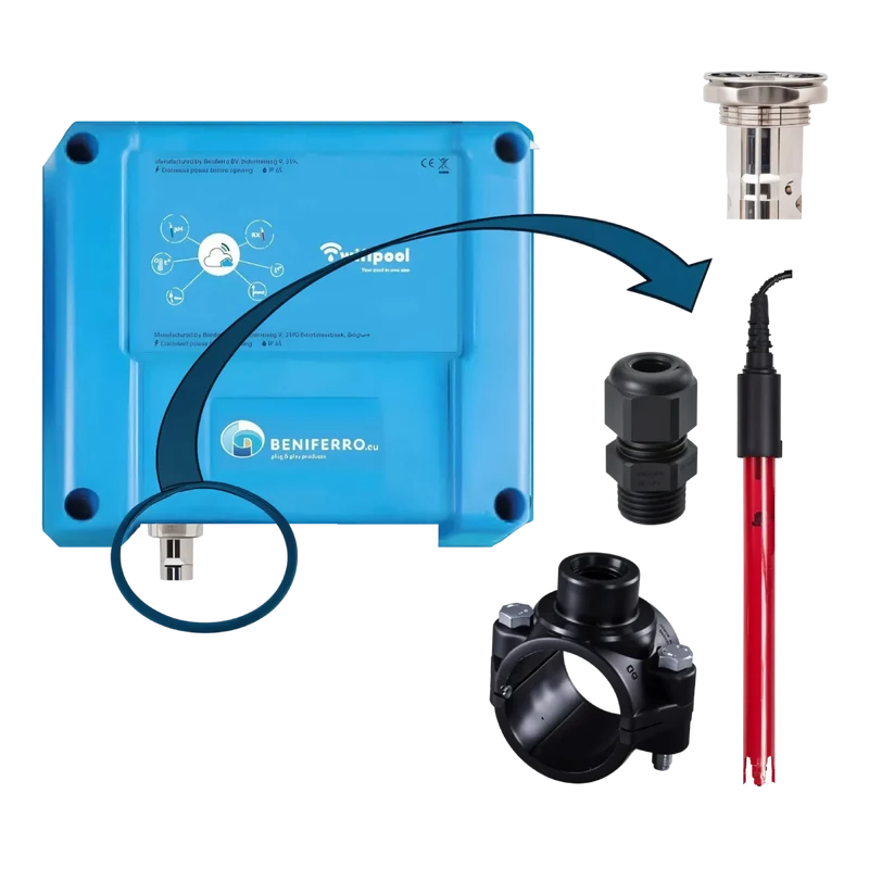 Mesure RX supplémentaire sur le boîtier de mesure et de contrôle CONNECT PRO - comprenant sonde RX (chlore liquide) et matériel d'installation