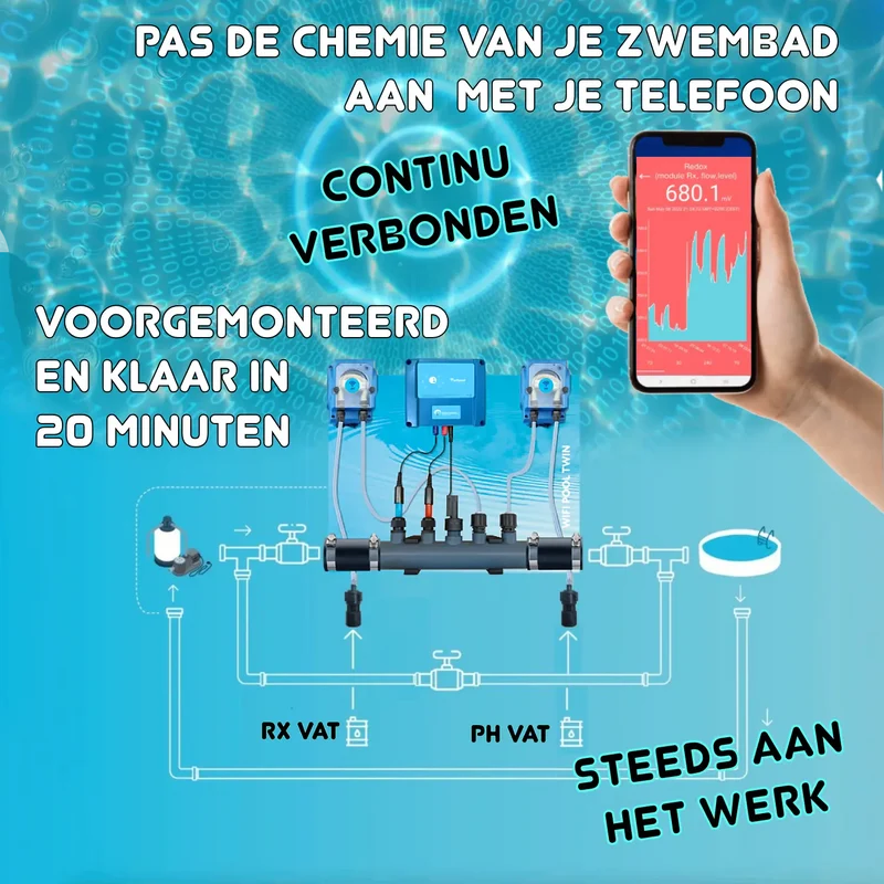 Doseur liquide avec réglage pH et Chlore - pré-monté sur plaque pour piscine de 10 à 150m³