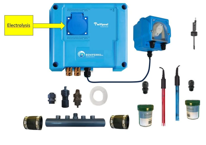 Appareil de contrôle d'électrolyse au sel kit bricoleur avec régulation pH et RX et prise au choix