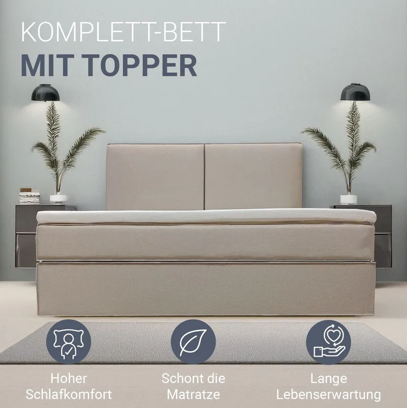 Lit boxspring Detroit – en tissu chenille