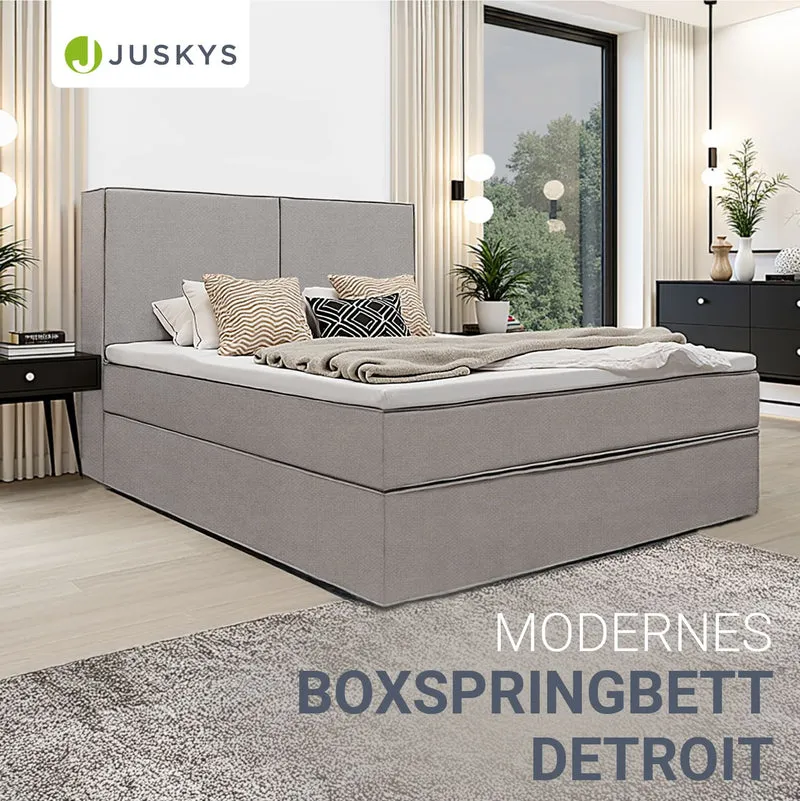 Lit boxspring Detroit – en tissu chenille