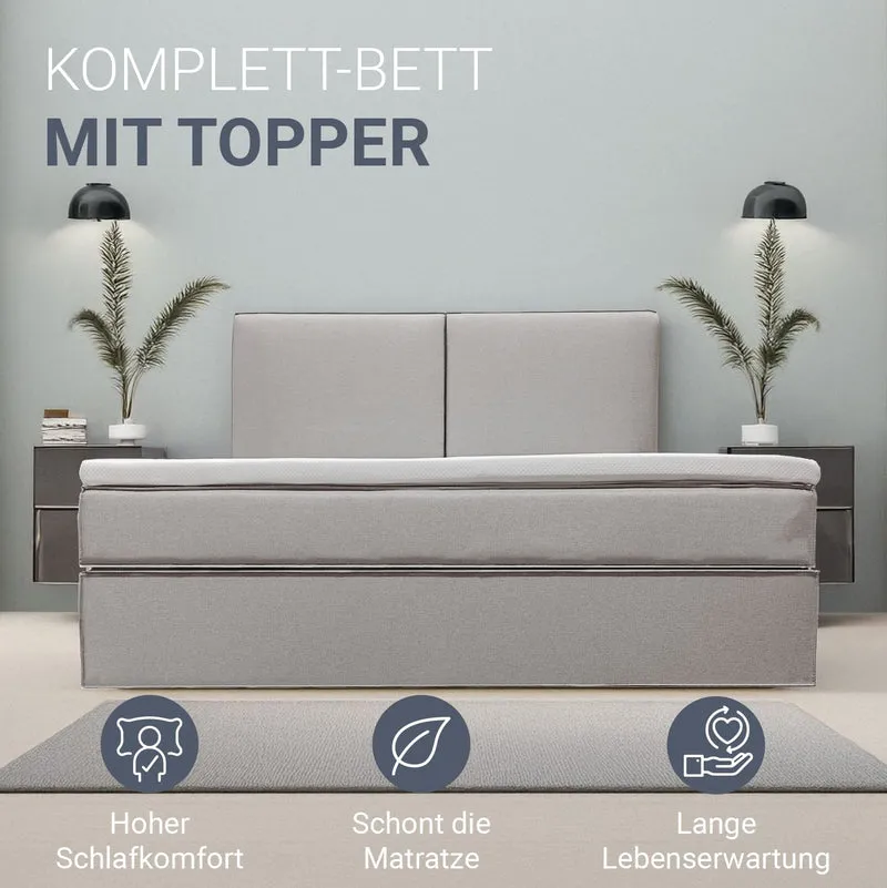 Lit boxspring Detroit – en tissu chenille