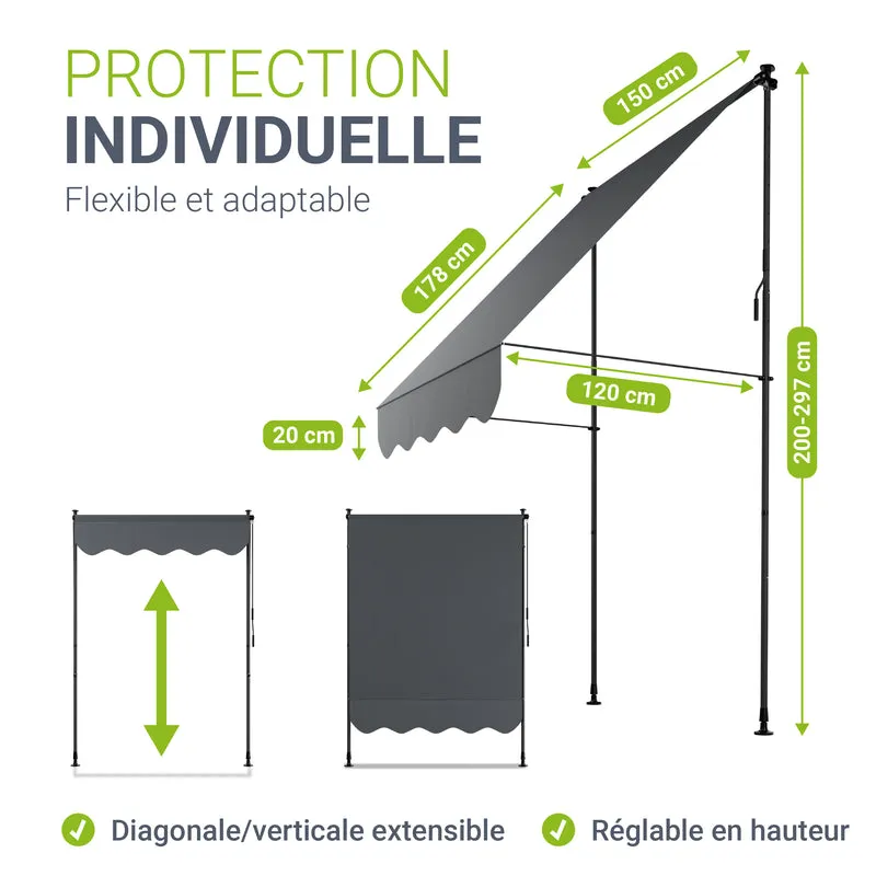 Store de balcon à pince Kapstadt – avec manivelle, jusqu'à 400 cm