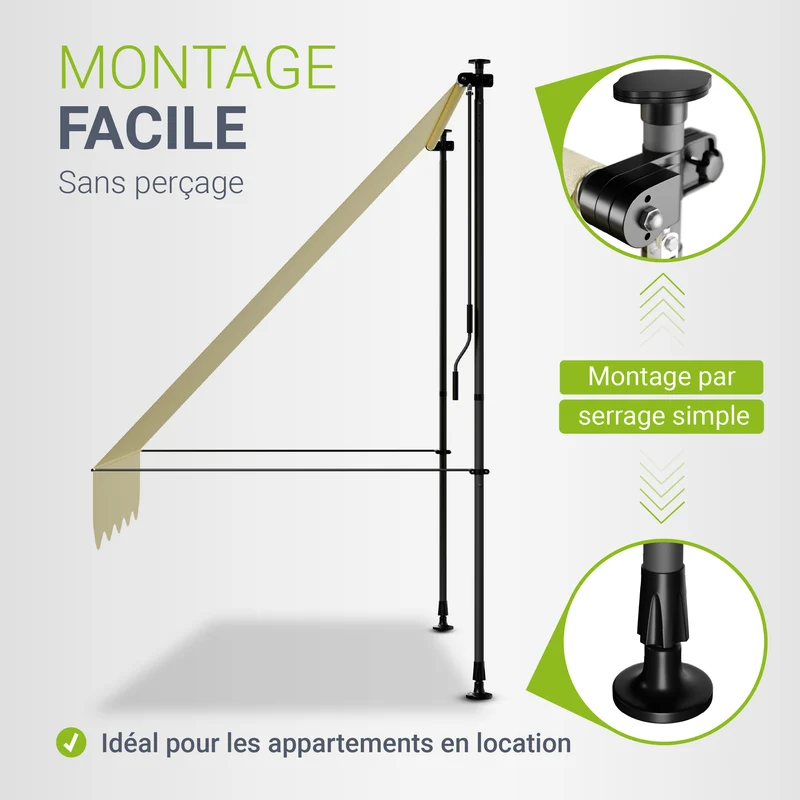 Store de balcon à pince Kapstadt – avec manivelle, jusqu'à 400 cm