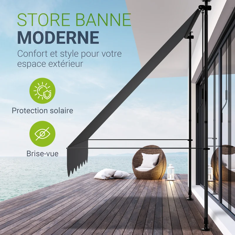 Store de balcon à pince Kapstadt – avec manivelle, jusqu'à 400 cm