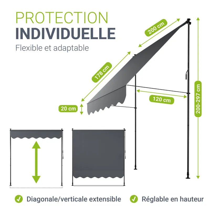 Store de balcon à pince Kapstadt – avec manivelle, jusqu'à 400 cm