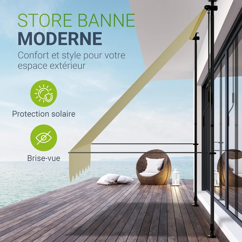 Store de balcon à pince Kapstadt – avec manivelle, jusqu'à 400 cm