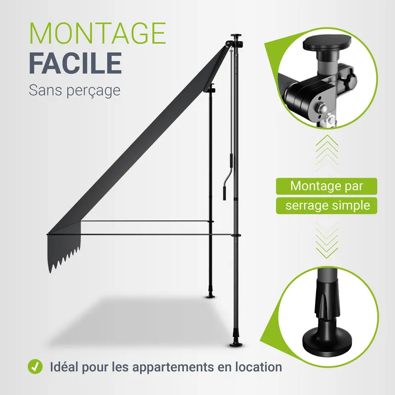 Store de balcon à pince Kapstadt – avec manivelle, jusqu'à 400 cm