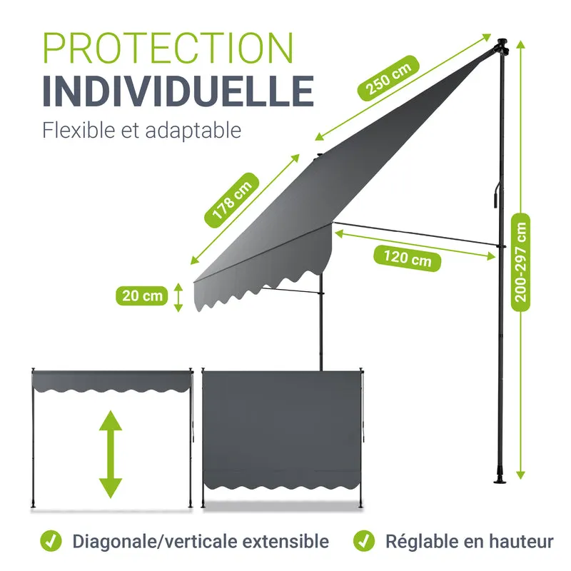 Store de balcon à pince Kapstadt – avec manivelle, jusqu'à 400 cm