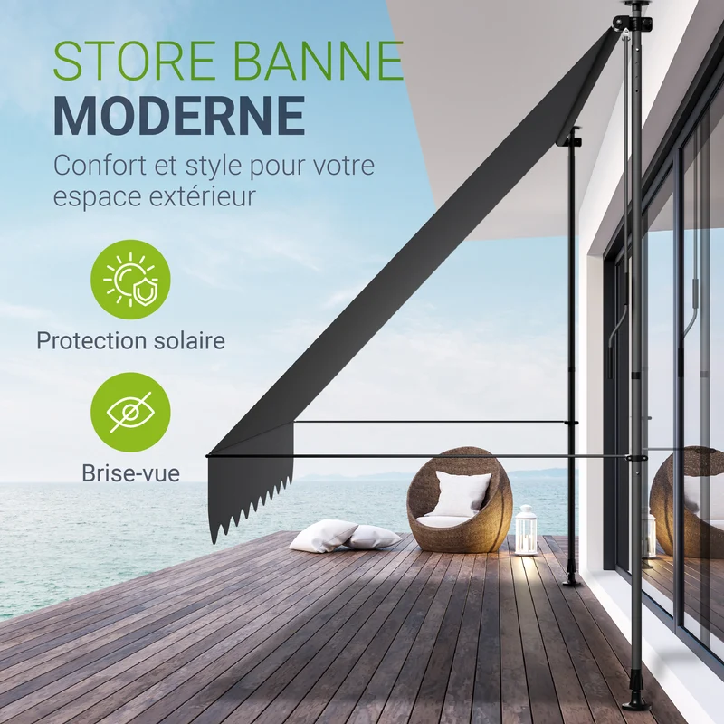 Store de balcon à pince Kapstadt – avec manivelle, jusqu'à 400 cm
