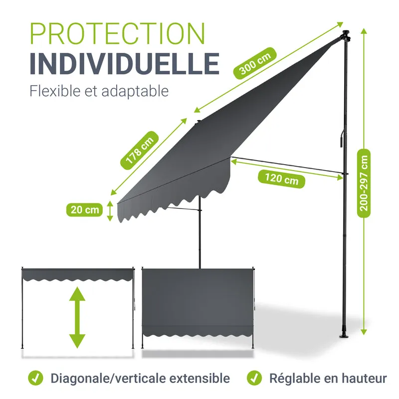 Store de balcon à pince Kapstadt – avec manivelle, jusqu'à 400 cm