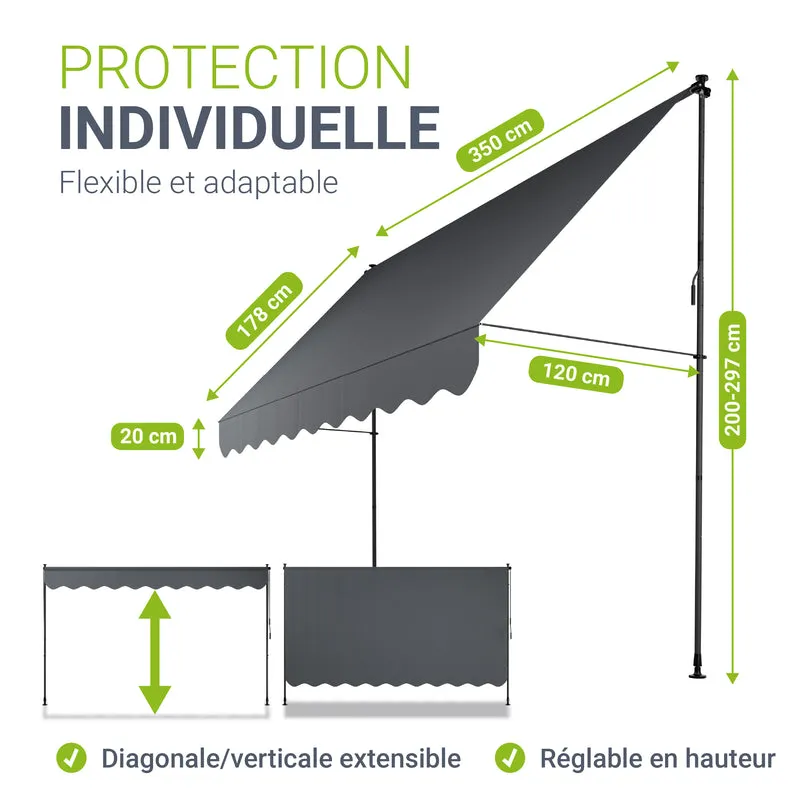 Store de balcon à pince Kapstadt – avec manivelle, jusqu'à 400 cm