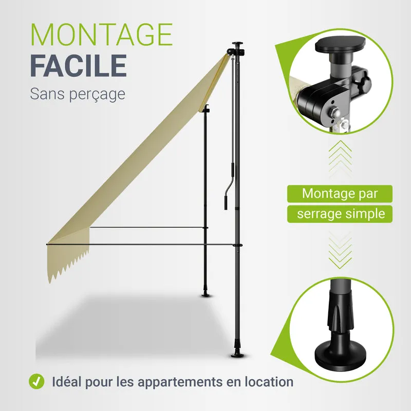 Store de balcon à pince Kapstadt – avec manivelle, jusqu'à 400 cm