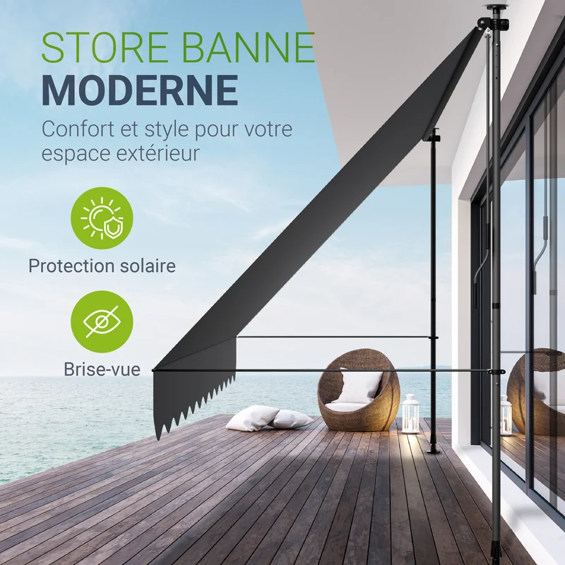 Store de balcon à pince Kapstadt – avec manivelle, jusqu'à 400 cm