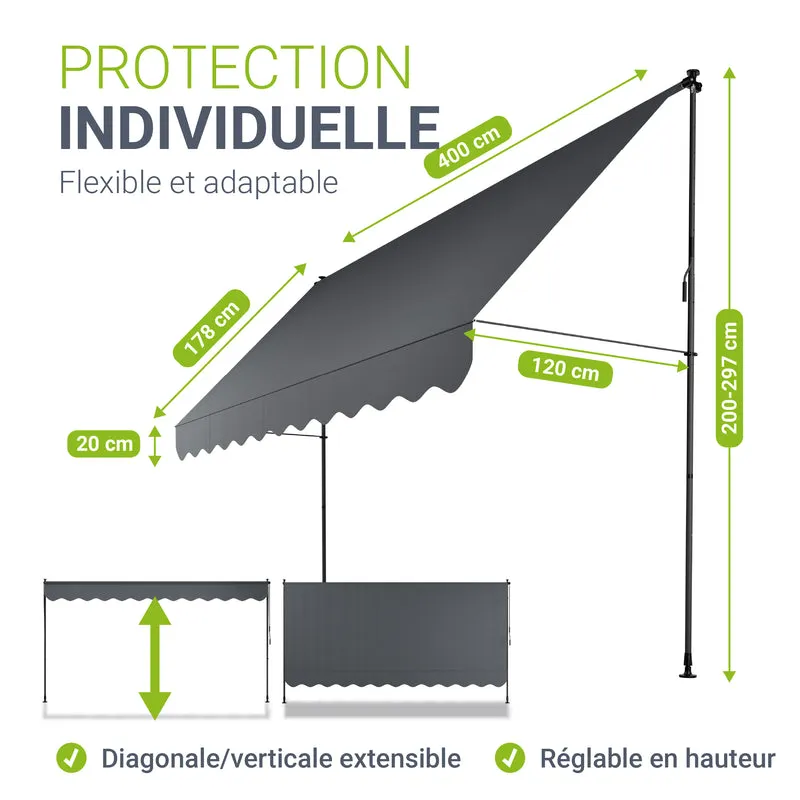Store de balcon à pince Kapstadt – avec manivelle, jusqu'à 400 cm