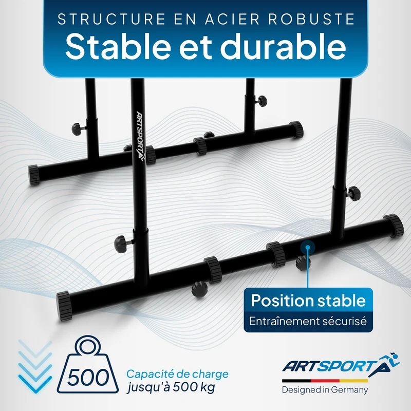 Barres de dips – réglables, jusqu'à 500 kg