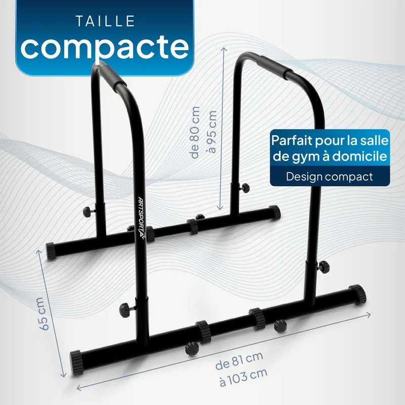 Barres de dips – réglables, jusqu'à 500 kg