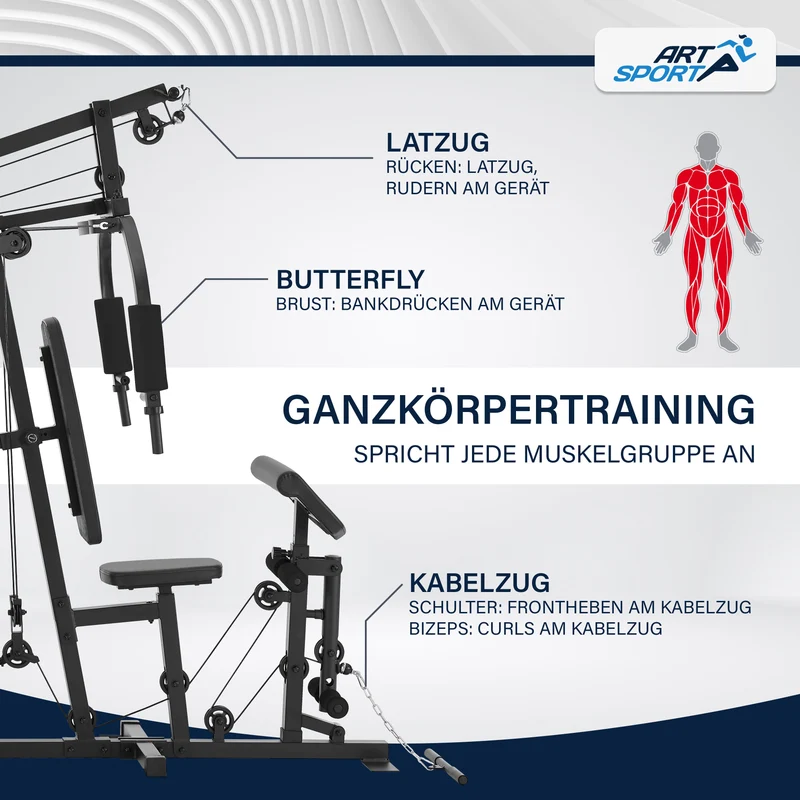 Station de musculation ProfiGym 3000 – 14 poids, 77 kg