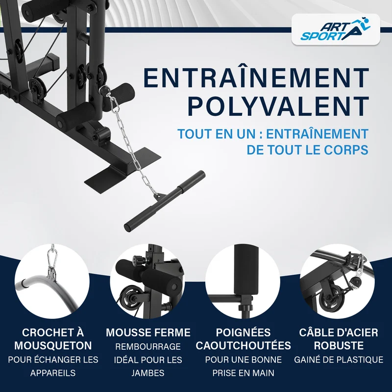 Station de musculation ProfiGym 3000 – 14 poids, 77 kg
