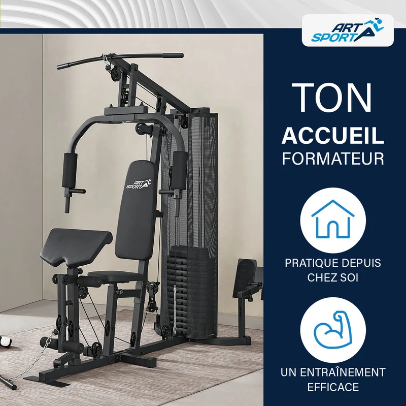 Station de musculation ProfiGym 3000 – 14 poids, 77 kg