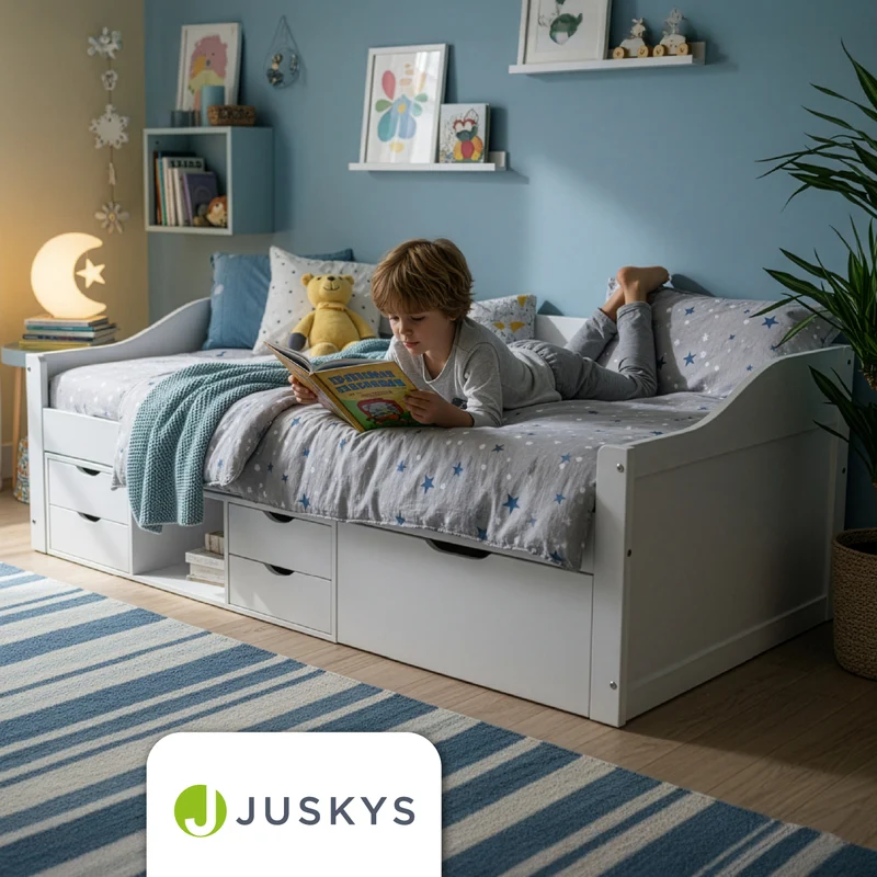 Lit fonctionnel Nalu 90 x 200 cm – rangement, blanc