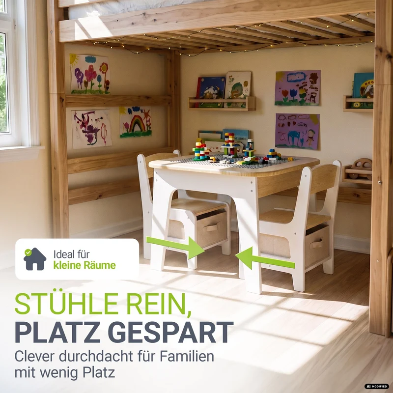 Table et chaises enfant Milou – 2 chaises et rangement
